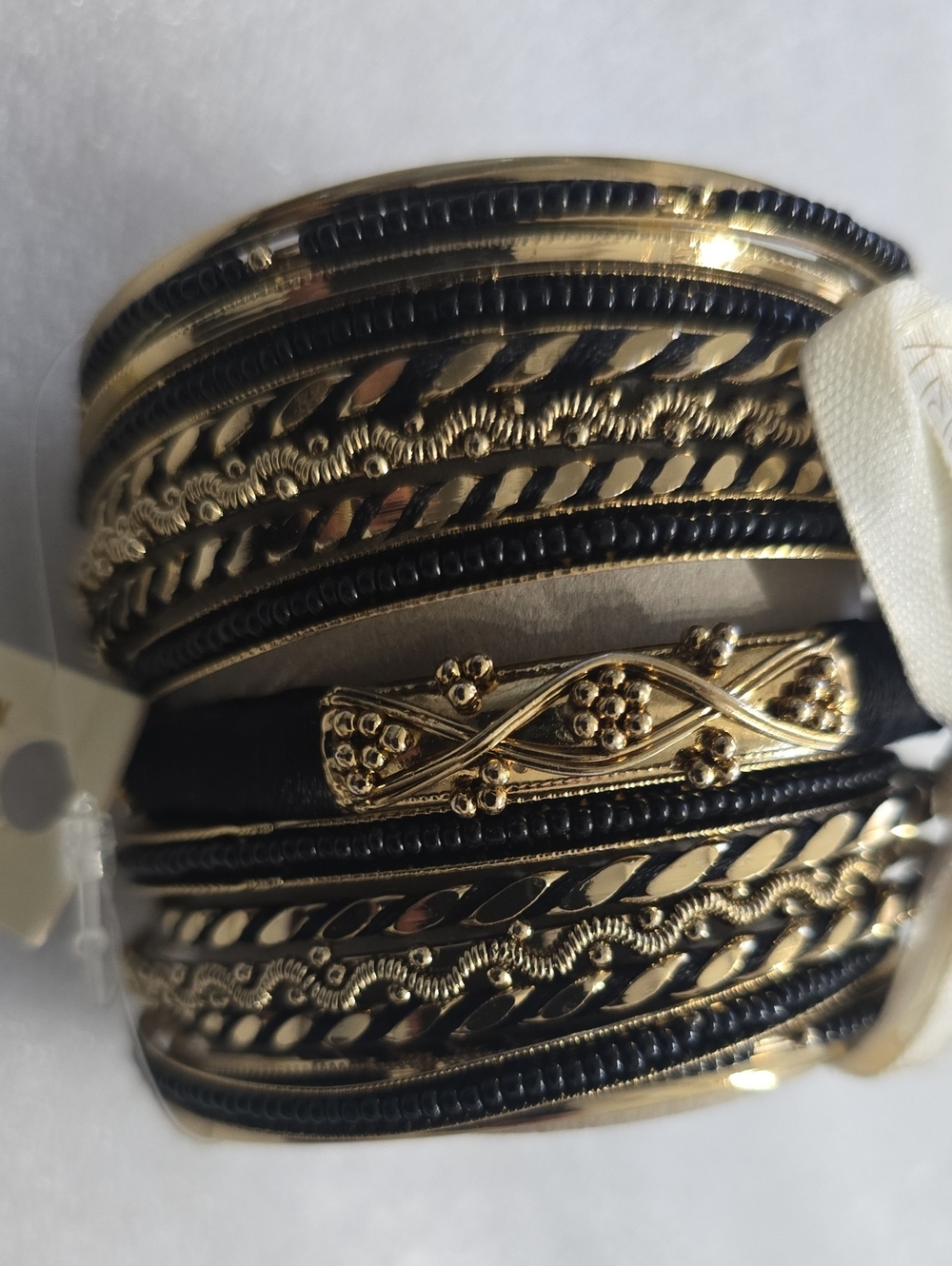 Amrita Singh Gold and Black Multi-Row Bangle Bracelet